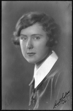 Martha Josselyn, high school graduation portrait.
A cropped version of this portrait appeared in The Oracle year book published by the senior class of the White Plains High School, 1926, page 33, with the caption "Martha Josselyn With most resplendent hair"