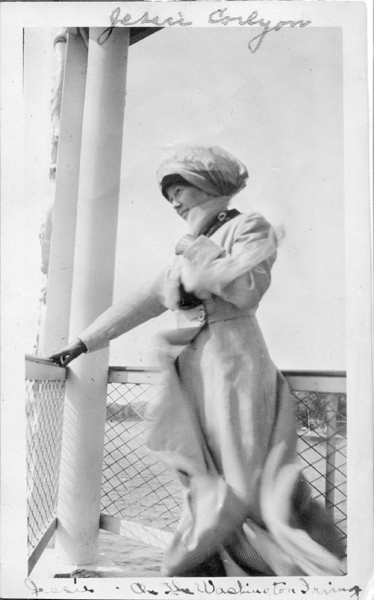 Jessie Corlyon on Hudson River cruise, June 1913 (from notation on adjacent photo in photo album). Scanned at home of Linda (Funk) Shook, 30 October 2006.