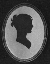 Silhouette image from negative ordered by Martha (Josselyn) DeVoe from a professional photographer, now in possession of Howard DeVoe